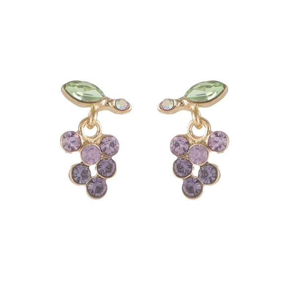 ♠️ NEW Daily Gold Crystal Earrings - Little Grapes - Picture 5 of 6